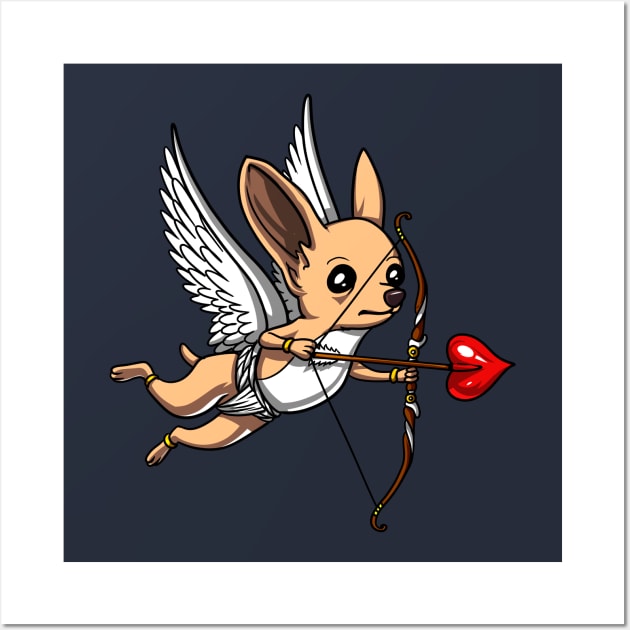 Chihuahua Dog Cupid Valentines Day Cute Pet Wall Art by underheaven